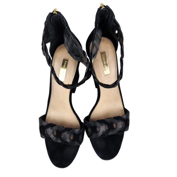 Louise et Cie Kaitlee Black Suede Leather Heeled Sandals Womens Size 9.5 - Picture 10 of 12